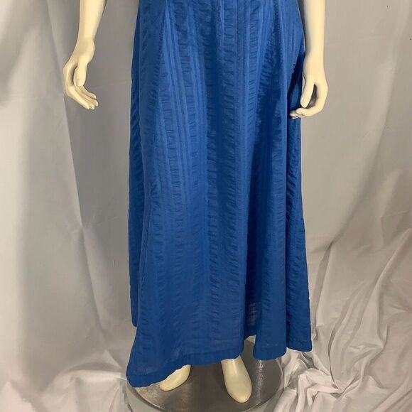 Vintage Blue Regency Handmade Puff Sleeve Empire Waist Maxi Dress Size XS - Picture 5 of 16